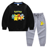 Children Pokemon Pikachu Hoodie & Pant Set Pure Color Cotton Quality Sweatshirt Set Trousers