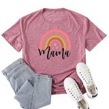 Boy Mama T Shirt Mama Rainbow Pattern Printed T-shirt