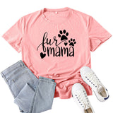 Boy Mama T Shirts Fur Mama Letter Print Short-Sleeve T-shirt