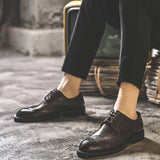 Indo Western Shoes British Fashion Retro Pointed Casual Leather Shoes Brogue Men's Shoes