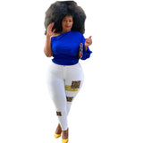 Women Plus Size Jeans Leopard Splicing Slim Denim Pencil Pants