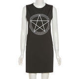 Summer Sexy Sleeveless Split Sheath Print Loose Street Shot Dress for Women