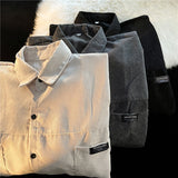 Corduroy Patch Jacket Corduroy Shirt Men's Long Sleeve Retro Casual Spring and Autumn
