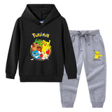 Children Pokemon Pikachu Hoodie & Pant Set Hooded Sweater Trousers Cotton Suit