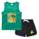 Children Pokemon Pikachu Tshirts & Shorts Casual Sports Undershirt Suit Neutral