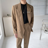 Double Brewed Seersucker Suit Leisure Suits for Men Loose Suit