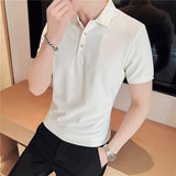 Men Short Sleeve T-Shirt Stretch Casual Polo Collar T-shirt