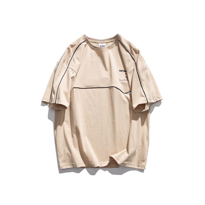 Men T Shirt Summer Casual Tops Men's Clothes Summer Wear Retro Men's Short-Sleeved Casual Loose Contrast Color Letter Neutral T-shirt