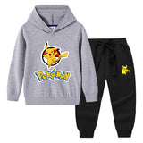 Children Pokemon Pikachu Hoodie & Pant Set Hooded Sweater Trousers Two-Piece Baby Cotton Sweater Set