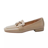 Nude Chunky Heel Loafers