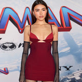 Emily Ratajkowski Dress Fashion Sexy Hollow-out Backless Sling Sheath Dress