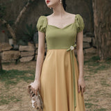 Women's cottagecore Dress Puff Sleeve Dress French Retro Skirt Women's Summer