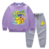 Children Pokemon Pikachu Hoodie & Pant Set Two-Piece Baby Cotton Sweater Set