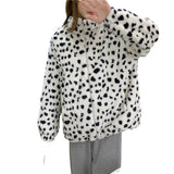 Women Dalmatian Coat Leopard Print Lamb Wool Coat Female Autumn And Winter Loose