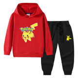 Children Pokemon Pikachu Hoodie & Pant Set Hooded Sweater Trousers Two-Piece Baby Cotton Sweater Set