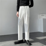 Seersucker Suit Straight-Leg Trousers Suit Pants