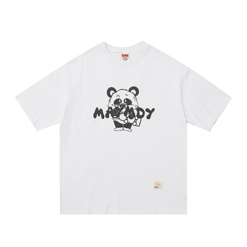 Men T Shirt Summer Casual Tops Men's Clothes Summer Wear Retro Men's Short Sleeve Loose Cartoon Bear T-shirt Fashion