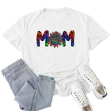 Boy Mama T Shirts Mom Leopard Print Mama Letter Print T-shirt