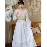 Fairy Dress Pearl Butterfly Big Swing Hollow Heart Machine Midriff Outfit Sweet French Dress