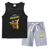 Children Pokemon Pikachu Tshirts & Shorts Summer Vest Middle Pants Sports Casual Thin Two Pieces