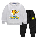 Children Pokemon Pikachu Hoodie & Pant Set Two-Piece Solid Color Baby Cotton Sweater Set