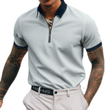 Polo Shirts Solid Color Polo Zipper Men's Polo Shirt T-shirt