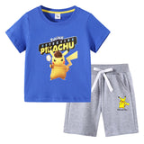 Children Pokemon Pikachu Tshirts & Shorts Cotton Short Sleeve Shorts Two Pieces Neutral