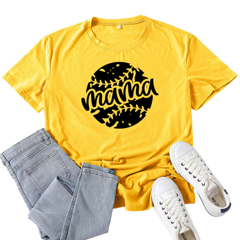 Boy Mama T Shirts Baseball Mama Pattern Printed T-shirt