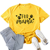 Boy Mama T Shirts Fur Mama Letter Print Short-Sleeve T-shirt