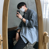 Denim Shirts Denim Long-Sleeved Shirt Men's Spring and Autumn Splicing Coat Loose Top