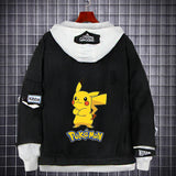 Men and Women Pokemon Pikachu Coat Pet Elf Pikachu Anime Denim Hoodie