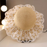 Straw Hat Mesh Little Daisy Seaside Beach Hat Princess Hat Children's Straw Hat