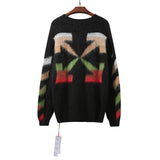 Off White Men's Sweater Plus Size Keep Warm Casual Fashionable Arrow Gradient Owt