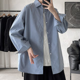 Men's Shirts Autumn Men's Large Size Solid Color Long Sleeve Shirt Loose