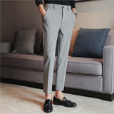 Men Trousers Casual Pants Simple Embroidered Four-Sided Stretch Light Business Boys Suit Pants