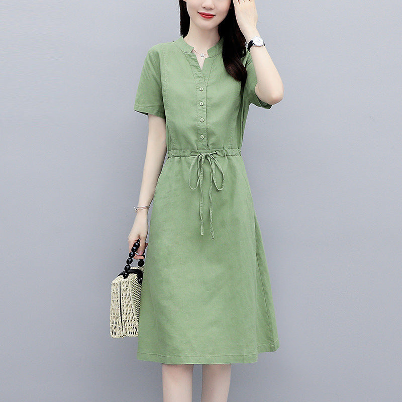 Work Dresses for Teachers Dress Women's Summer Fitted Waist Figure Flattering Shirt Skirt