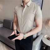 Men's Shirts Striped Embroidered Short-Sleeved Shirt