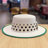 Straw Hat Green Hemming Straw Hat Female Flat Top Sun Shade Top Hat