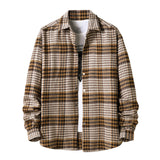Mens Flannel Jacket Autumn and Winter Flannel Padded Plaid Shirt Men's Style Coat Shirt