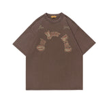 Man Tees Retro Alphabet Wash Short Sleeve T-shirt
