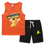 Children Pokemon Pikachu Tshirts & Shorts Vest Middle Pants Sports Casual Thin Two Pieces