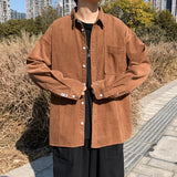 Corduroy Patch Jacket Corduroy Shirt Men Baggy Coat