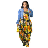 Spring and Summer Strap Tie-Dyed Printed Casual Loose Long Dress