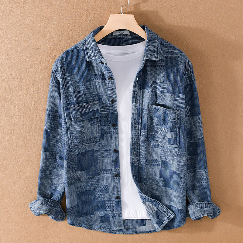 Denim Shirts for Spring and Autumn Casual Loose Long Sleeve Jacket Men