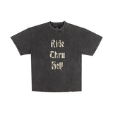 Present T Shirt Distressed Letters Printed Loose Couple round Neck