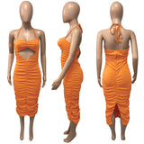 Tube Top Sexy Lace-up Pleated Slit Dress