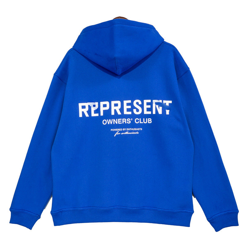 Present Hoodie Print Velvet Padded Hooded Sweatshirt Loose Casual Couple Autumn and Winter