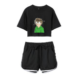 Dreamwastaken Men's Novelty Hoodies Dream Merch Shirt Printed Casual Fashion Loose Exposed Navel Suit