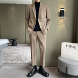 Double Brewed Seersucker Suit Winter Clothes Men's Suit Set Winter