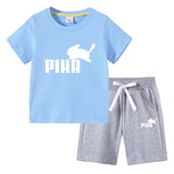 Children Pokemon Pikachu Tshirts & Shorts Cotton Short Sleeve Shorts Two Pieces Neutral